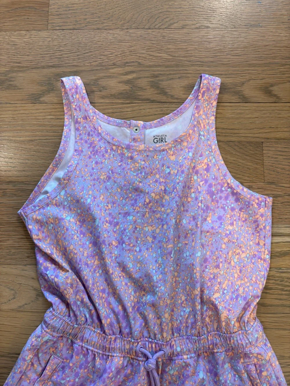 Athleta Girls Lavender and Orange Speckled Romper NWOT